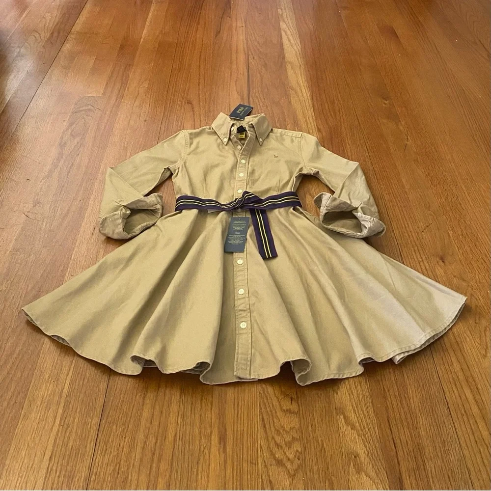 Ralph Lauren Khaki Girls Formal Dress